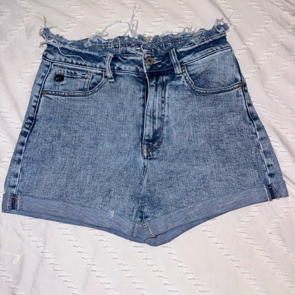 KanCan Light Blue Frayed Hem Jean Shorts